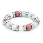 Women's Personal Growth Bracelet: Aquamarine, Snakeskin Jasper, Clear Quartz, Rhodochrosite, Howlite and Silver