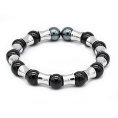 Men's Strength and Resilience Bracelet: Onyx, Hematite and Silver Steel