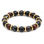 Men's Vitality and Balance Bracelet: Almandine Garnet, Eye Agate, Red Tiger Eye and Gold
