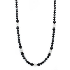 Men's Executive Success Necklace with Tourmaline Black , Onyx, Hematite, Quartz Clear and Silver Steel