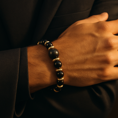 Men's Strength and Clarity Bracelet: Golden Obsidian, Black Obsidian with Gold