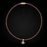 Women's Confidence & Protection Red Pyrope Garnet Choker with Evil Eye CZ & Gold