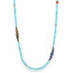 Men's Energy and Balance Necklace with Turquoise, Yellow Tiger Eye, Dumortierite and Gold