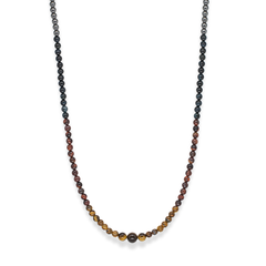 Men's Prosperity and Protection Necklace: Red Tiger Eye, Yellow Tiger Eye, Blue Tiger Eye, Hematite and Silver