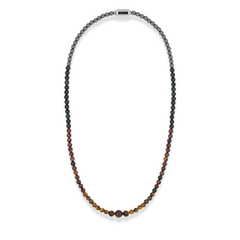 Men's Prosperity and Protection Necklace: Red Tiger Eye, Yellow Tiger Eye, Blue Tiger Eye, Hematite and Silver