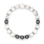 Men's Academic & Creative Bracelet: Howlite, Hematite, Clear Quartz and Silver
