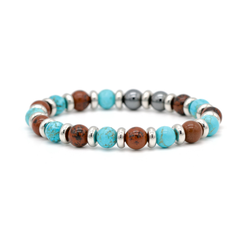 Men's Success & Protection Bracelet: Hematite, Turquoise, Mahogany Obsidian and Silver
