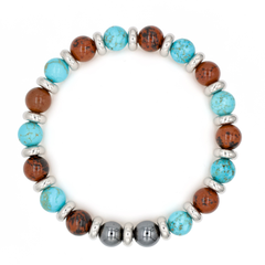 Men's Success & Protection Bracelet: Hematite, Turquoise, Mahogany Obsidian and Silver