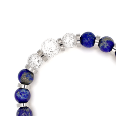 Men's Fortune & Decision-Making Bracelet: Clear Quartz, Lapis Lazuli, Hematite and Silver