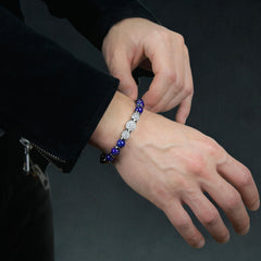 Men's Fortune & Decision-Making Bracelet: Clear Quartz, Lapis Lazuli, Hematite and Silver