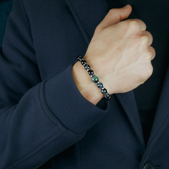 Men's Speaker's Bracelet for Eloquence: Pietersite, Blue Tiger Eye, Hematite and Silver