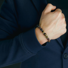 Men's Leadership & Insight Bracelet: Pietersite, Yellow Tiger Eye, Blue Tiger Eye, Red Tiger Eye, Hematite and Silver