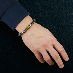 Men's Leadership & Insight Bracelet: Pietersite, Yellow Tiger Eye, Blue Tiger Eye, Red Tiger Eye, Hematite and Silver