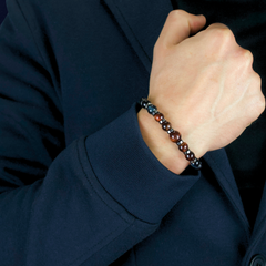 Men's Entrepreneur Success Bracelet: Red Tiger Eye, Blue Tiger Eye, Hematite and Silver