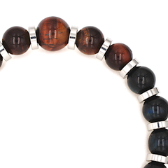 Men's Entrepreneur Success Bracelet: Red Tiger Eye, Blue Tiger Eye, Hematite and Silver