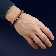 Men's Entrepreneur Success Bracelet: Red Tiger Eye, Blue Tiger Eye, Hematite and Silver