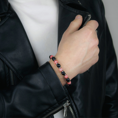 Men's Bracelet for Resilience, Joy & Protection: Onyx Matte, Chalcedony, Hematite & Silver Steel
