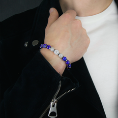 Men's Fortune & Decision-Making Bracelet: Clear Quartz, Lapis Lazuli, Hematite and Silver