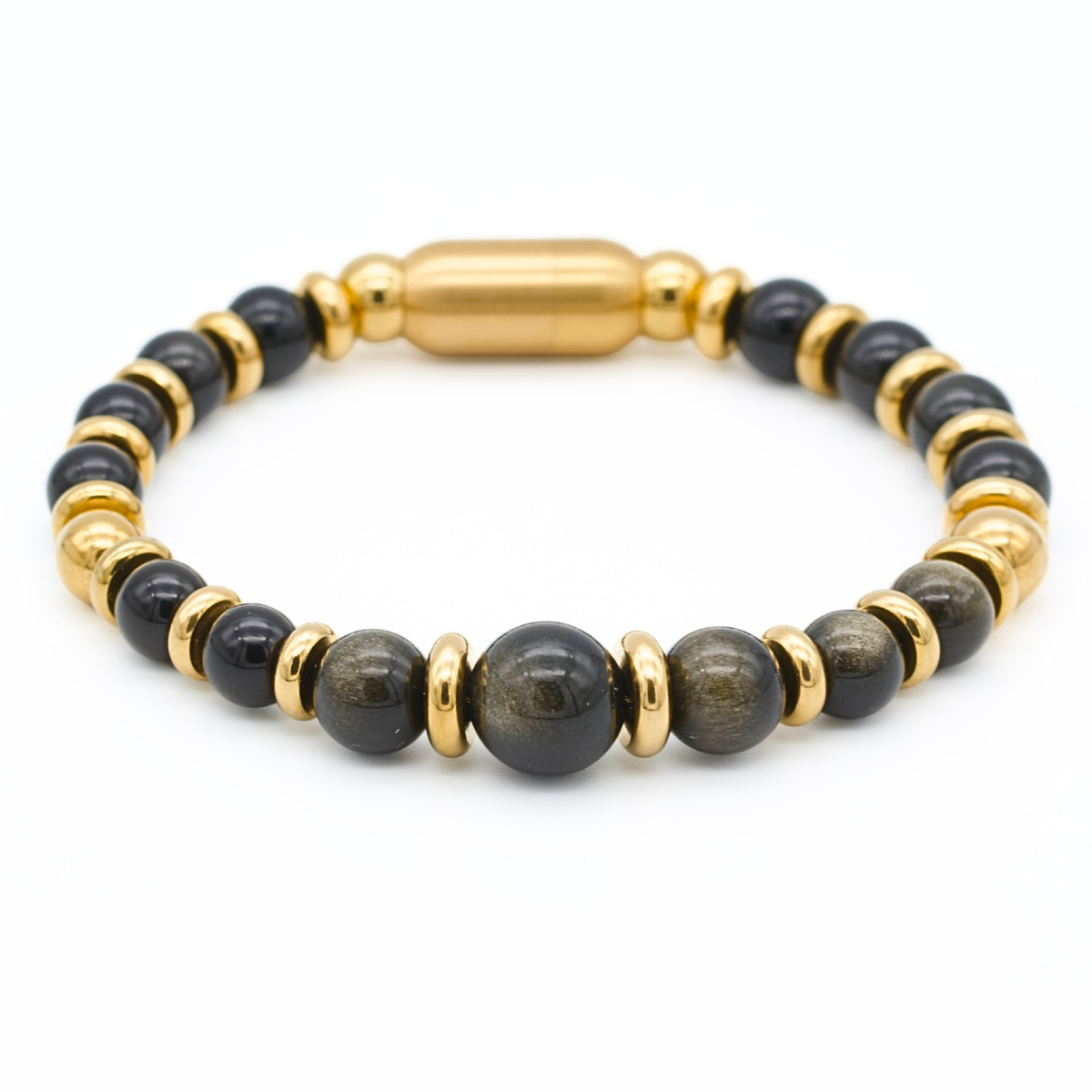 Men's Strength and Clarity Bracelet: Golden Obsidian, Black Obsidian with Gold