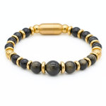 Men's Strength and Clarity Bracelet: Golden Obsidian, Black Obsidian with Gold