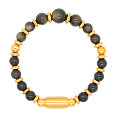 Men's Strength and Clarity Bracelet: Golden Obsidian, Black Obsidian with Gold