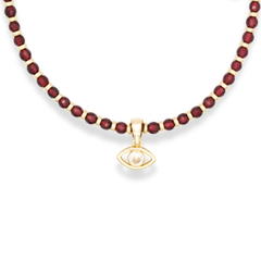 handmade garnet choker with gold details and spiritual meaning