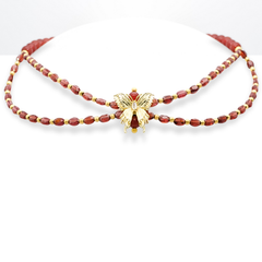 Garnet and Carnelian butterfly necklace on white background