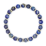 Men’s Lapis Lazuli Wristband with Silver Accents – Confidence, Focus & Quantum Luck