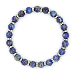 Men’s Lapis Lazuli Wristband with Silver Accents – Confidence, Focus & Quantum Luck