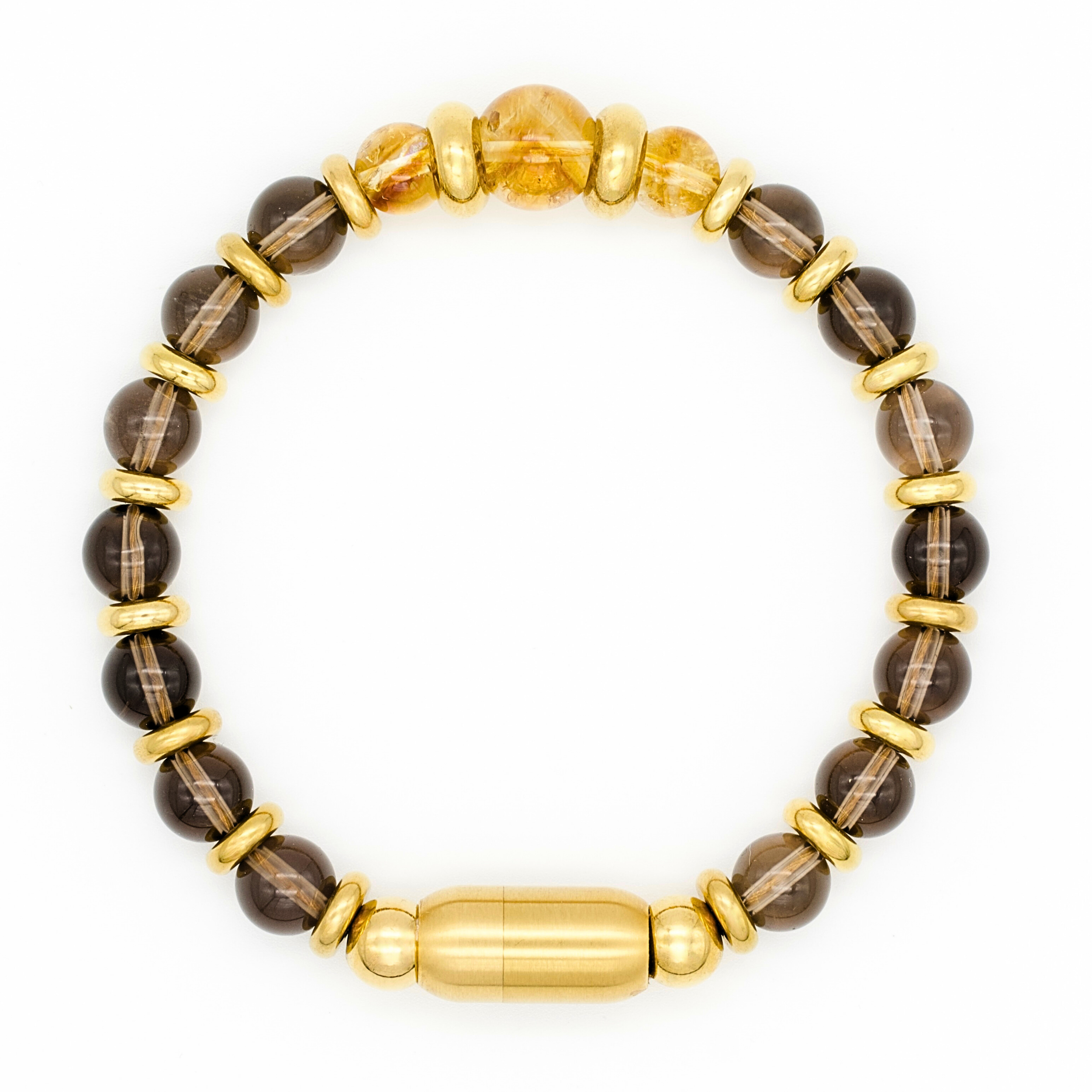Gold-accented men's gemstone bracelet for prosperity