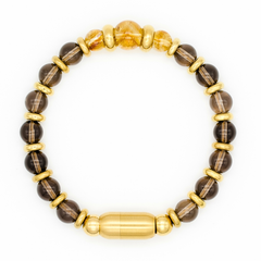 Gold-accented men's gemstone bracelet for prosperity