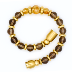 Men’s Wealth & Focus Bracelet with Citrine, Smoky Quartz in Gold