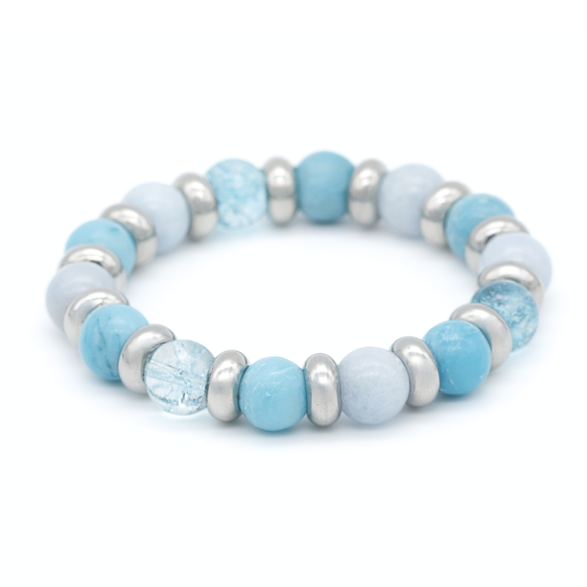 Women's Topaz, Aquamarine, Larimar Bracelet for Soft Confidence & Emotional Flow in Silver