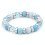 Women's Topaz, Aquamarine, Larimar Bracelet for Soft Confidence & Emotional Flow in Silver