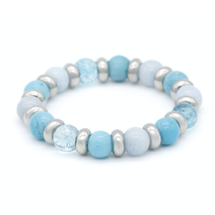Women's Topaz, Aquamarine, Larimar Bracelet for Soft Confidence & Emotional Flow in Silver
