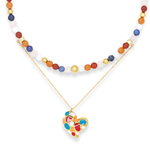 Women's Love & Creativity Choker with White Agate, Carnelian, Dumortierite, Red Aventurine, Rose Quartz & Gold