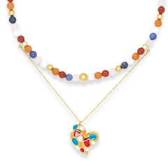 Women's Love & Creativity Choker with White Agate, Carnelian, Dumortierite, Red Aventurine, Rose Quartz & Gold
