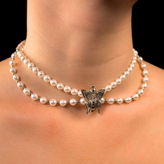 Women's Pearl & Clear Quartz Butterfly CZ Charm Necklace – Inner Balance, Focus & Feminine Power