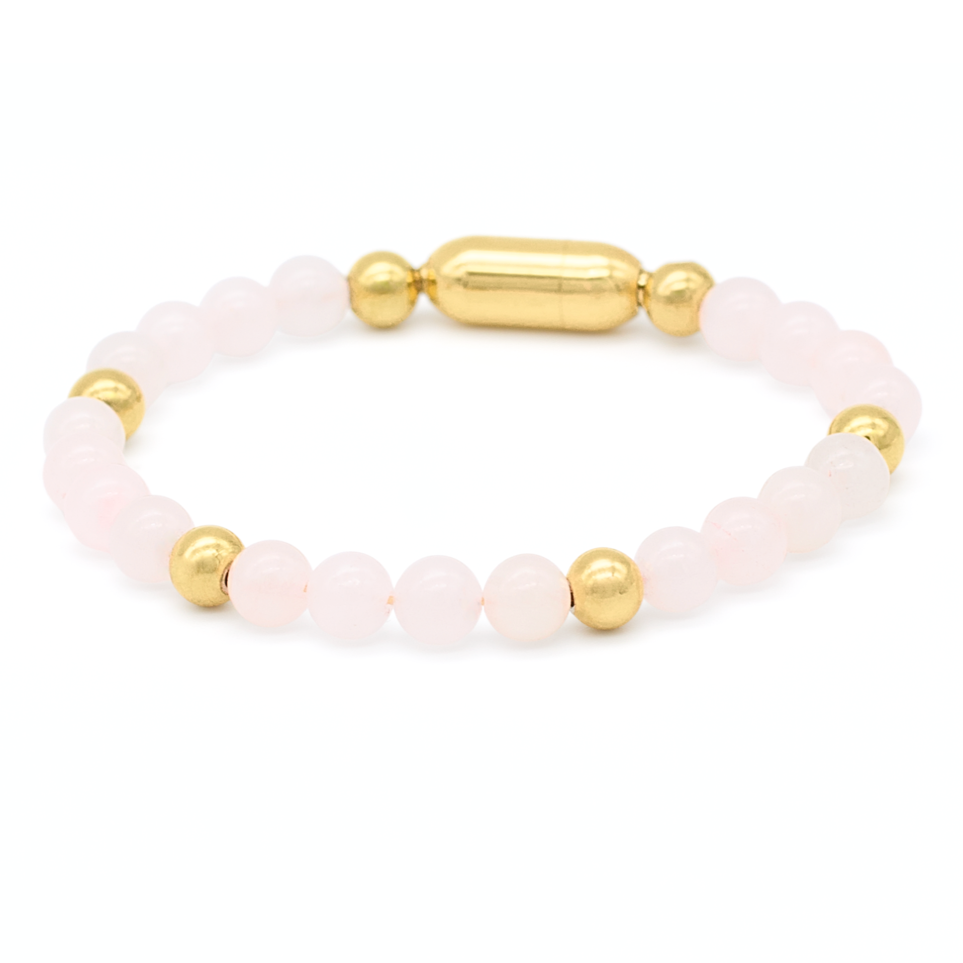 women's rose quartz bracelet gold clasp