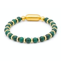 Women’s Empowerment Malachite Bracelet for Success & Creativity in Gold