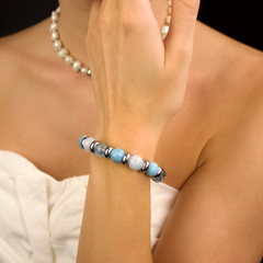 Women's Topaz, Aquamarine, Larimar Bracelet for Soft Confidence & Emotional Flow in Silver