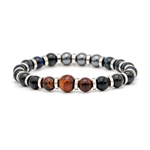 Men's Entrepreneur Success Bracelet: Red Tiger Eye, Blue Tiger Eye, Hematite and Silver