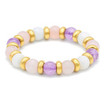 Women's Bracelet for Inner Peace with Rose Quartz, Amethyst & Moonstone in Gold