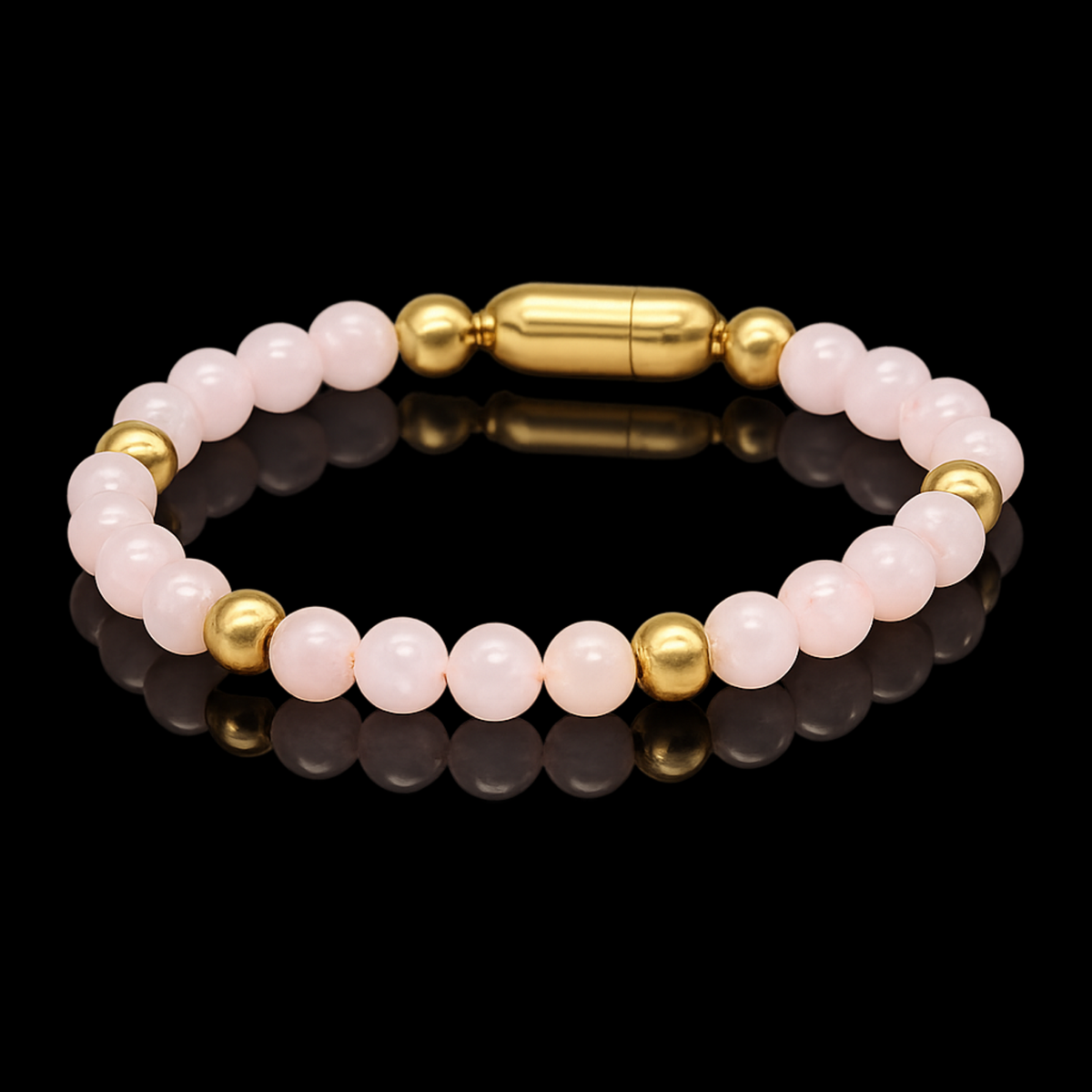Women's Love Energy Rose Quartz Bracelet in Gold