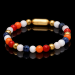 Women’s Confidence & Creativity Bracelet with White Agate, Carnelian, Dumortierite, Rose Quartz & Gold