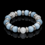 Women's Calming Wisdom Beaded Bracelet with Aquamarine, Clear Quartz and Silver
