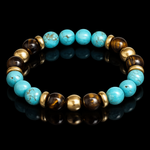 Women's Ambition and Protection Bracelet with Turquoise, Yellow Tiger Eye and Gold