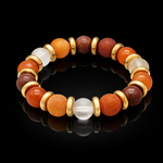 Women's Creative Energy Beaded Bracelet with Agate Matte, Red Aventurine, Clear Quartz Matte and Gold