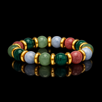 Women's Love & Harmony Bracelet: Rhodochrosite, Malachite, Green Aventurine, Aquamarine and Gold