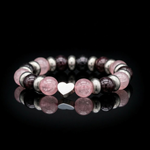 Women's Love & Growth Charm Bracelet: Rose Quartz & Almandine Garnet and Silver
